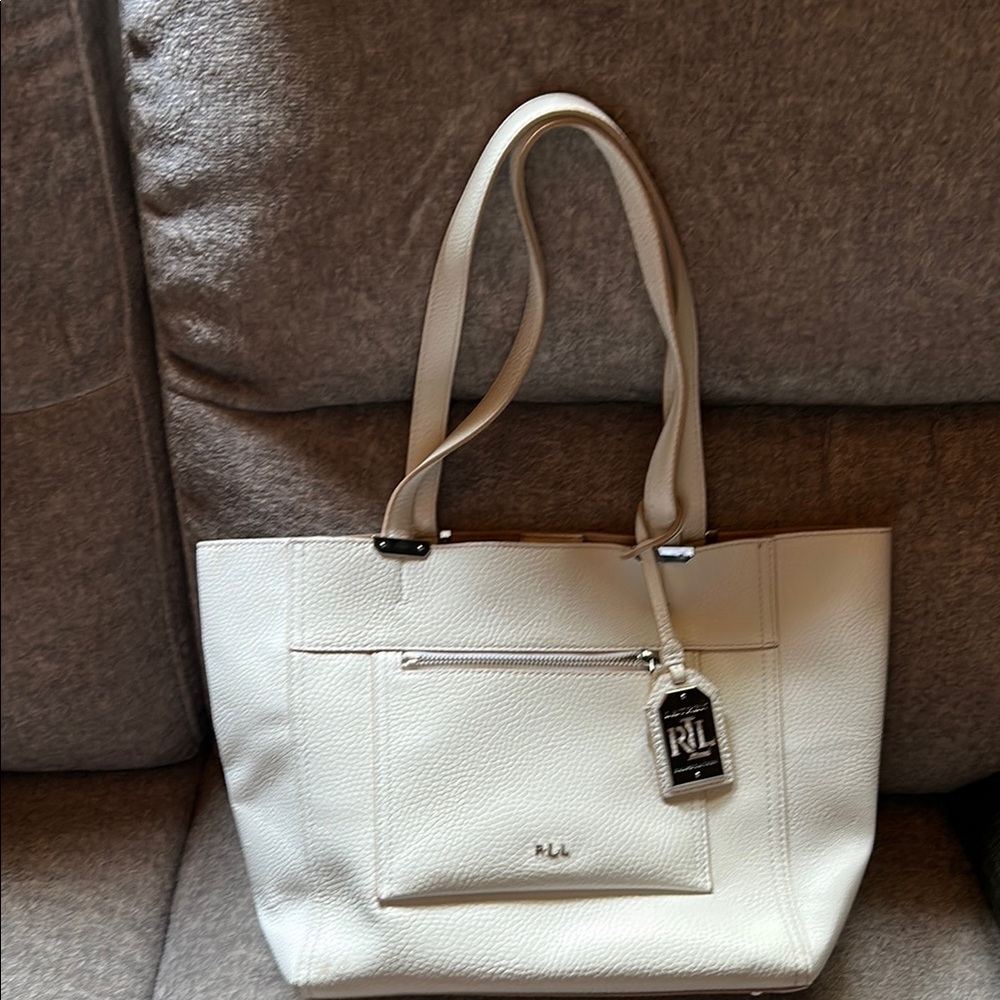 Ralph Lauren Cream Leather Tote